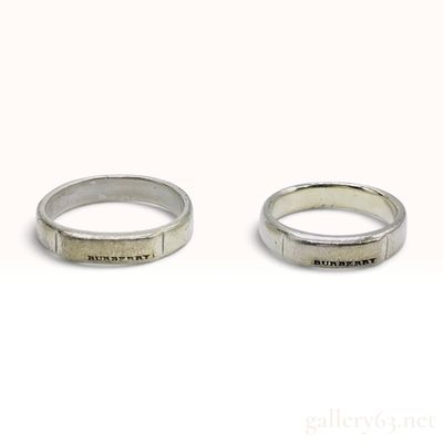 Sale Photo Thumbnail #315: Vintage Burberry Silver Logo Band Rings With Box