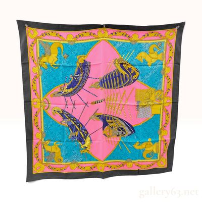 Sale Photo Thumbnail #306: Hermes Les Bissone De Venise Pink Silk Carre 90