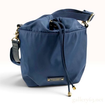 Sale Photo Thumbnail #386: Blue Label Crestbridge Navy Blue Nylon Drawstring Bucket Bag