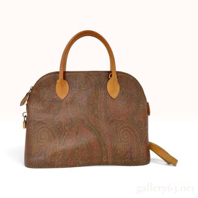 Sale Photo Thumbnail #113: Vintage Etro Paisley Coated Canvas Dome Satchel