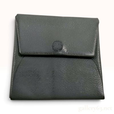 Sale Photo Thumbnail #502: Hermes Bastia Dark Grey Grained Leather Coin Purse