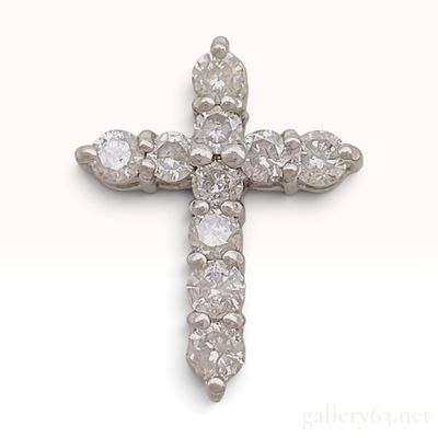 Sale Photo Thumbnail #137: A 14 Karat White Gold and 0.50ctw Round Brilliant Cut Diamond Cross Pendant