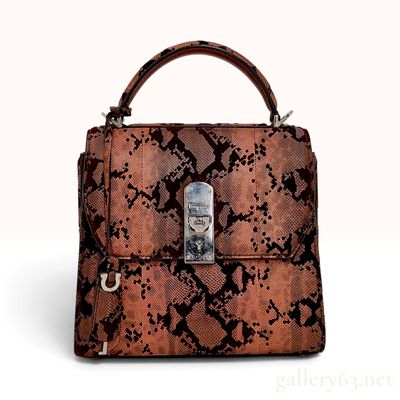 Sale Photo Thumbnail #177: Salvatore Ferragamo Boxyz Red Python and Velvet Top Handle Bag