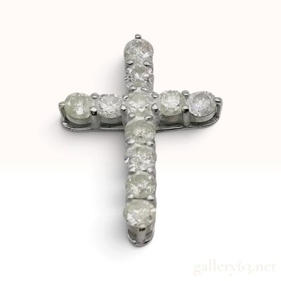 Sale Photo Thumbnail #536: 1.00ctw Natural Diamond and 10K White Gold Cross Pendant