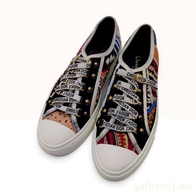 Sale Photo Thumbnail #527: Christian Dior Walk'n'Dior Multicolor Embroidered Canvas Low-Top Sneakers Size 37