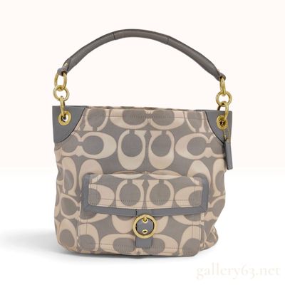 Sale Photo Thumbnail #537: Coach Penelope Signature Sateen Grey Fabric and Leather Hobo