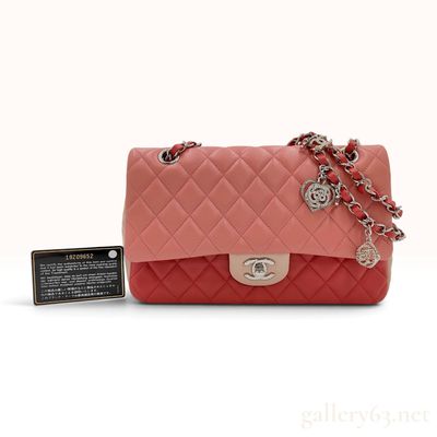 Sale Photo Thumbnail #494: Chanel Valentine Tri-Color Quilted Lambskin Leather Medium Flap Bag with Charms and Authenticity Card