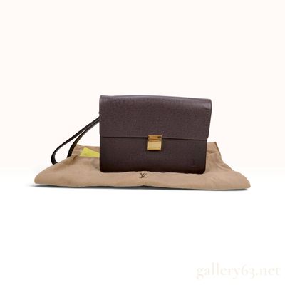 Sale Photo Thumbnail #13: Louis Vuitton Taiga Selenga Ardoise Leather Clutch with Dust Bag