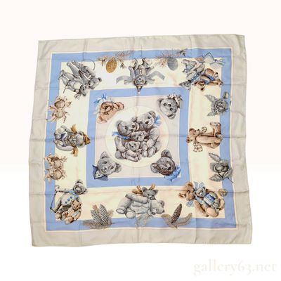 Sale Photo Thumbnail #436: Hermes Confidents des Coeurs Blue Silk Scarf 42