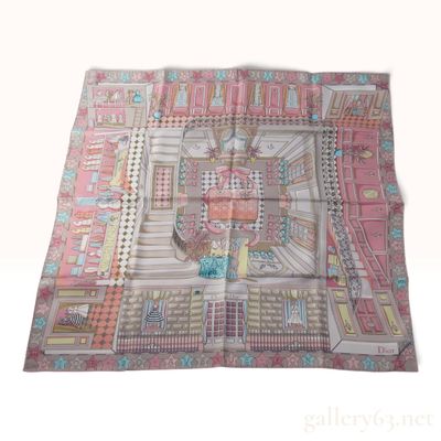 Sale Photo Thumbnail #390: Dior Inside Dior Avenue 30 Avenue Montaigne Pink Multicolor Silk Twill Scarf