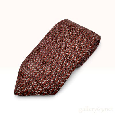 Sale Photo Thumbnail #120: Hermes Chain Motif Silk Necktie with Box