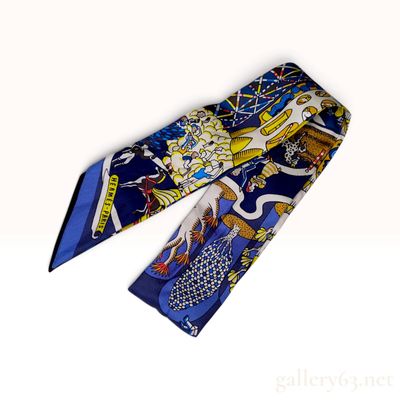 Sale Photo Thumbnail #443: Hermes Exposition Universelle Silk Twilly in Blue