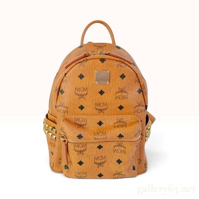 Sale Photo Thumbnail #300: MCM Stark Cognac Visetos Coated Canvas Backpack Medium
