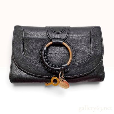 Sale Photo Thumbnail #220: See By Chloe Hana Black Grained Goatskin Leather Trifold Wallet