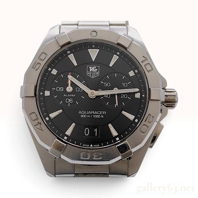Sale Photo Thumbnail #280: TAG Heuer Aquaracer Alarm Black Dial Stainless Steel Wristwatch WAP111Z With Box and Papers