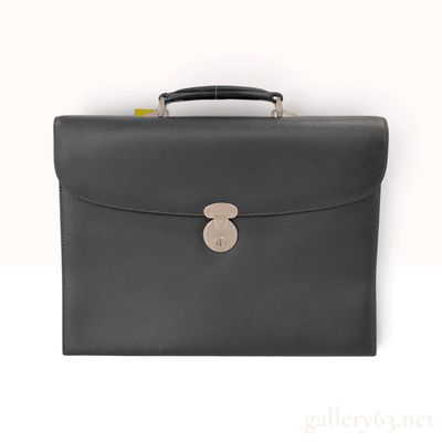 Sale Photo Thumbnail #21: Aquascutum Black Textured Leather Top Handle Briefcase