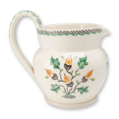 Sale Photo Thumbnail #296: Wedgwood Hand Painted Earthenware Acorn Pattern Pitcher Dated 1931