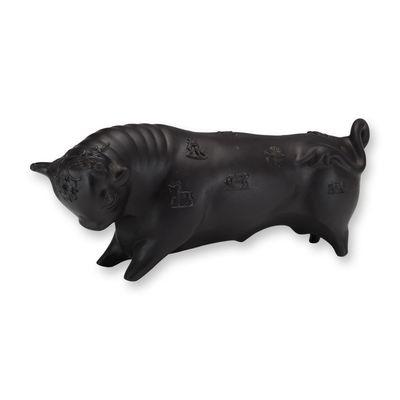 Sale Photo Thumbnail #45: Wedgwood by Arnold Machin Black Basalt Zodiac Taurus the Bull Figurine