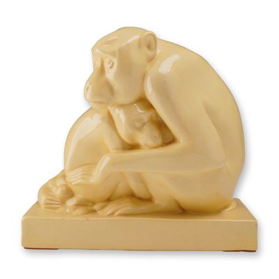 Sale Photo Thumbnail #35: Wedgwood by John Skeaping Moonstone Monkey and Young Figurine