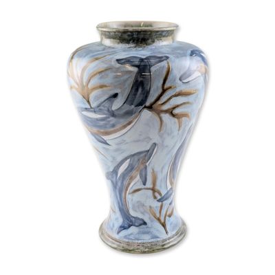 Sale Photo Thumbnail #180: Cobridge Stoneware by Philip Gibson Dolphin Vase