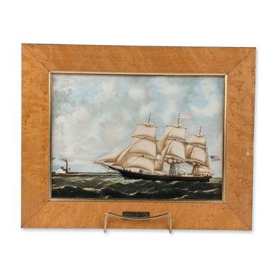 Sale Photo Thumbnail #252: Wedgwood of Etruria & Barlaston by Smith Framed Nautical Porcelain Tile, Gold West