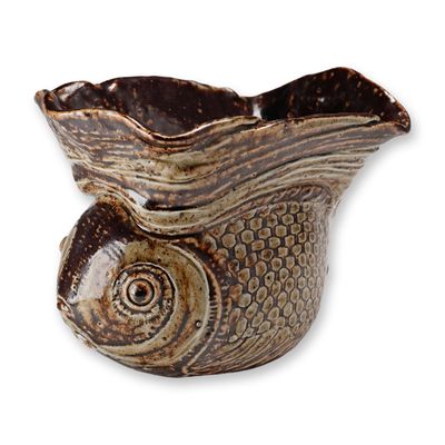 Sale Photo Thumbnail #159: Mark V. Marshall for Martin Brothers Stoneware Fish Bowl, circa 1870s