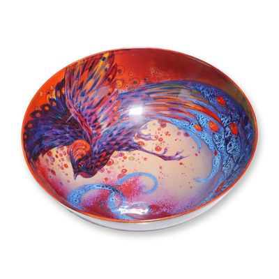 Sale Photo Thumbnail #227: Royal Doulton by Charles Noke ,Rare Large Flambe Sung Phoenix Bowl
