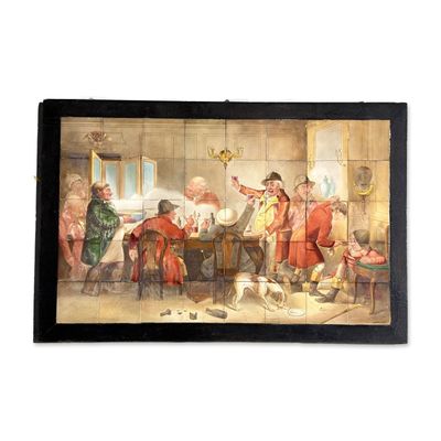 Sale Photo Thumbnail #212: Framed Minton Hollins & Co. by W.P. Simpson Huntsmen Multi Tile Panel