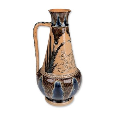 Sale Photo Thumbnail #160: Doulton Lambeth by Florence Barlow Stoneware Rabbit Jug