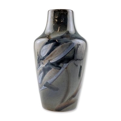 Sale Photo Thumbnail #181: Cobridge Stoneware Dolphin Motif Vase