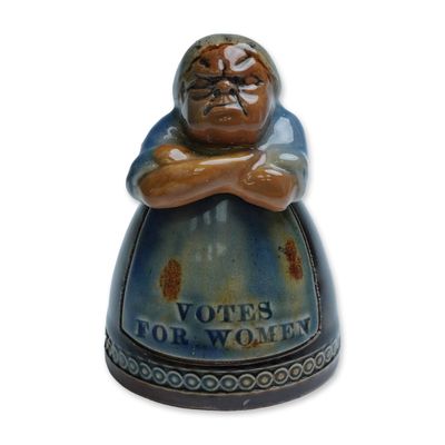 Sale Photo Thumbnail #169: Rare Royal Doulton Stoneware Suffragette Figural Inkwell