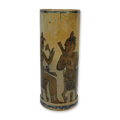 Sale Photo Thumbnail #173: R.W. Martin Egyptian Revival Salt-Glazed Stoneware Vase, 1876