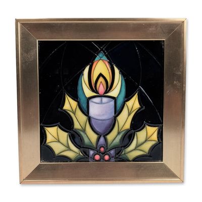 Sale Photo Thumbnail #367: Moorcroft Pottery Trial Framed Christmas Candle Motif Tile
