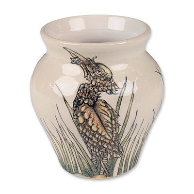 Sale Photo Thumbnail #174: Andrew Hull Stoneware Small Vase, Birds M5