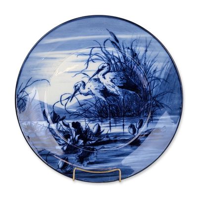 Sale Photo Thumbnail #222: Royal Doulton Monochrome Blue Bird Earthenware Charger, Lytton D4379