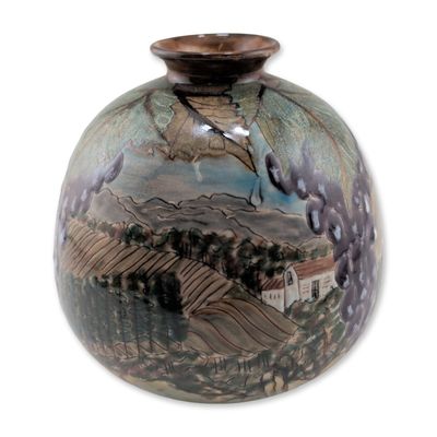 Sale Photo Thumbnail #188: Cobridge Stoneware Wine Vineyard Motif Vase
