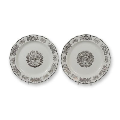Sale Photo Thumbnail #319: A Pair of Wedgwood Etruria Monochrome Transfer-Printed Seasonal Plates