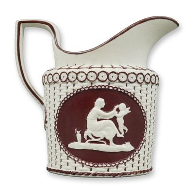 Sale Photo Thumbnail #315: Herculaneum Pottery Basketweave Etruscan Pitcher