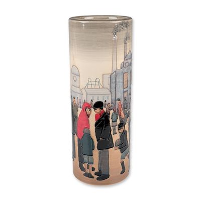 Sale Photo Thumbnail #380: Dennis Chinaworks by Sally Tuffin Trial Vase, L. S. Lowry's 'Salford Street Scene 1928'