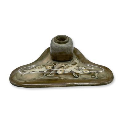 Sale Photo Thumbnail #371: Early Moorcroft Pottery Fish Inkwell and Ink Pen Holder