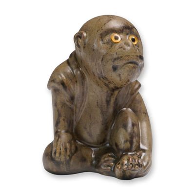 Sale Photo Thumbnail #30: Rare Bernard Moore Experimental Seated Monkey Figurine