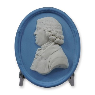 Sale Photo Thumbnail #387: Wedgwood Light Blue Jasperware Josiah Wedgwood Bicentenary Portrait Plaque