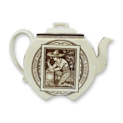 Sale Photo Thumbnail #329: Wedgwood Transfer Printed Creamware Jamaica Coffee Teapot and Cover