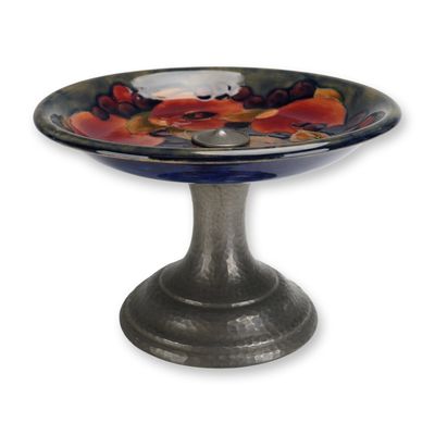 Sale Photo Thumbnail #345: Moorcroft Pottery by William Moorcroft Pewter Mounted Tazza, Pomegranate