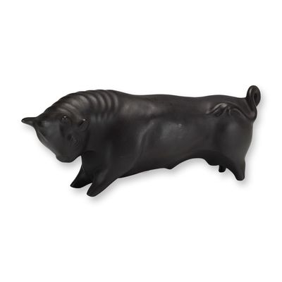 Sale Photo Thumbnail #46: Wedgwood by Arnold Machin Black Basalt Taurus the Bull Figurine