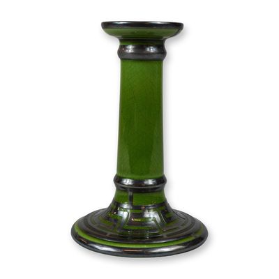 Sale Photo Thumbnail #264: Wedgwood Ceramic Candlestick in Green Crackle Glaze