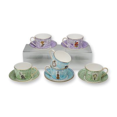 Sale Photo Thumbnail #279: 12pc Wedgwood Millennium Collection Bone China Cup and Saucer Set