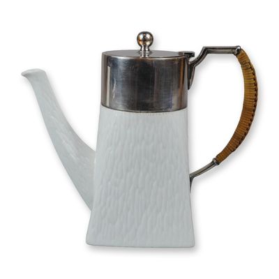 Sale Photo Thumbnail #268: Wedgwood Ceramic Coffee Pot with Wicker Handle