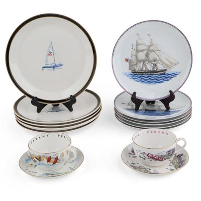 Group of Nautical Porcelain Dinnerware