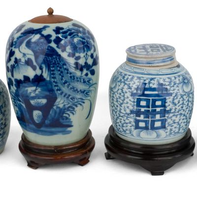 Three Chinese Blue and White Ginger Jars